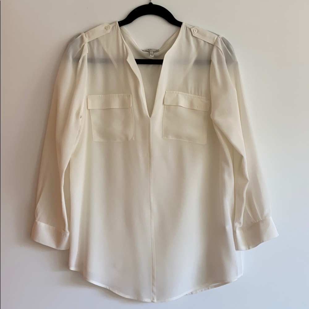 Joie Silk Long Sleeved Blouse - Ivory White (S)